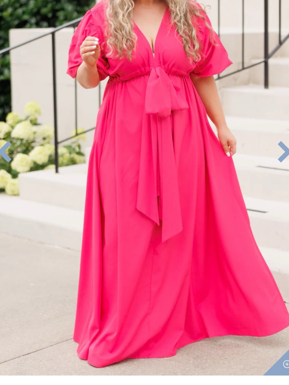 Chic Soul Hot Pink Tie-Front Maxi Dress